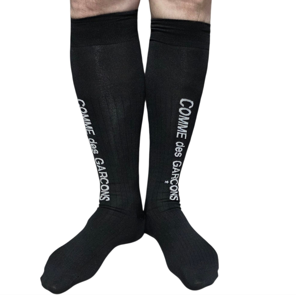 NWT Comme des Garcons Black logo socks Sz L